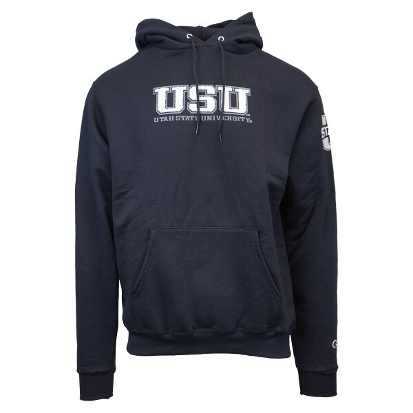 Champion USU Embroidered Patch Crew Hoodie Navy